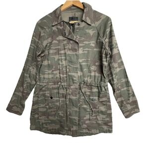 Sanctuary Womens S Camo Utility Jacket Military Anorak Drawstring Waist